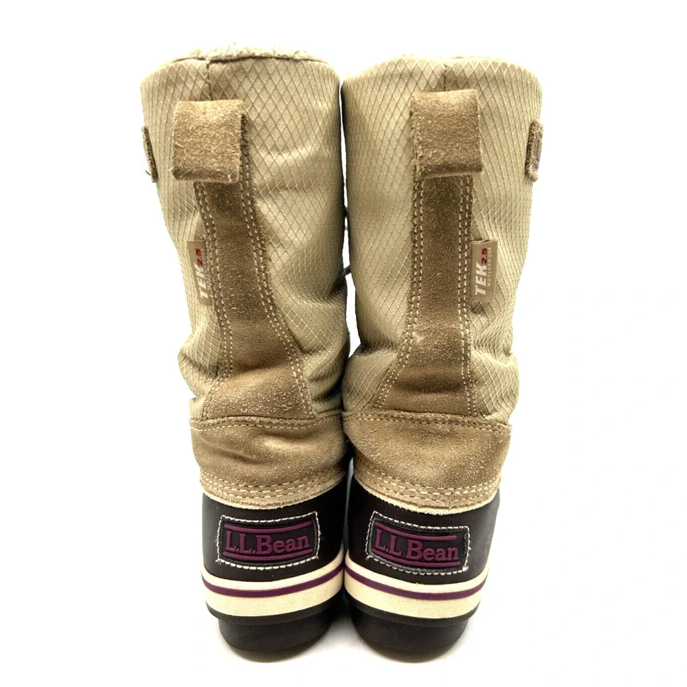 LL Bean Kids TEK 2.5 Prima Loft Snow Boots Size 5 Tan/Brown Waterproof